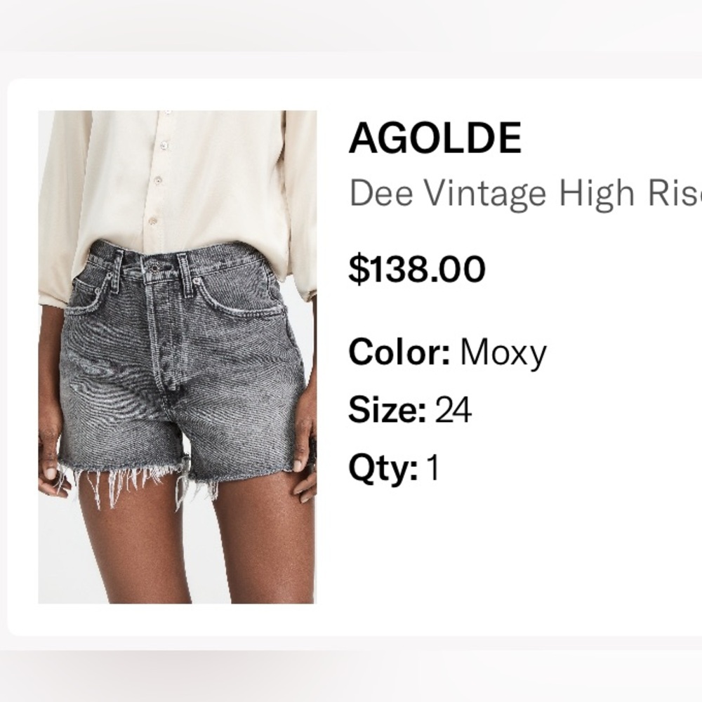 Agolde Black Jean Shorts High Rise Distressed